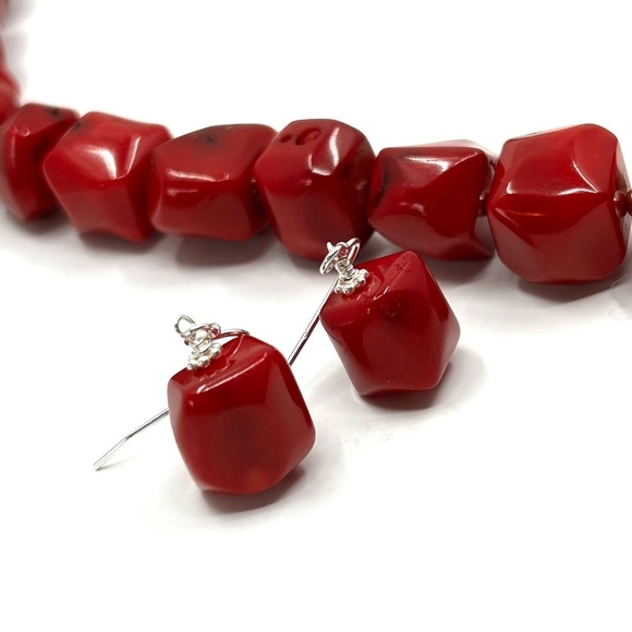 HANDMADE Sea Bamboo Nugget Necklace and Earrings with Sterling Silver NWT - Picture 8 of 17